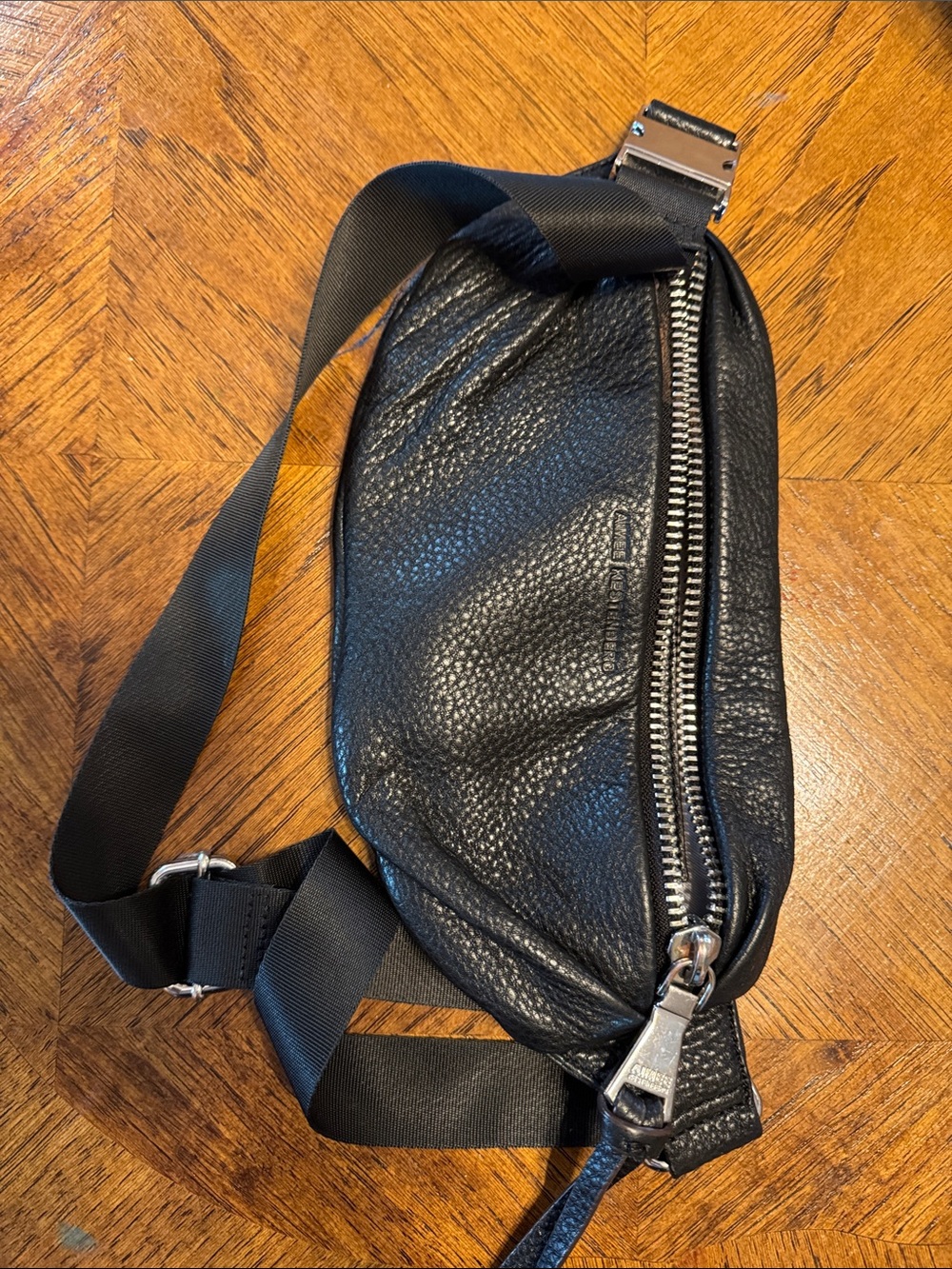 Aimee Kestenberg Black Leather Crossbody Sling Bag Milan